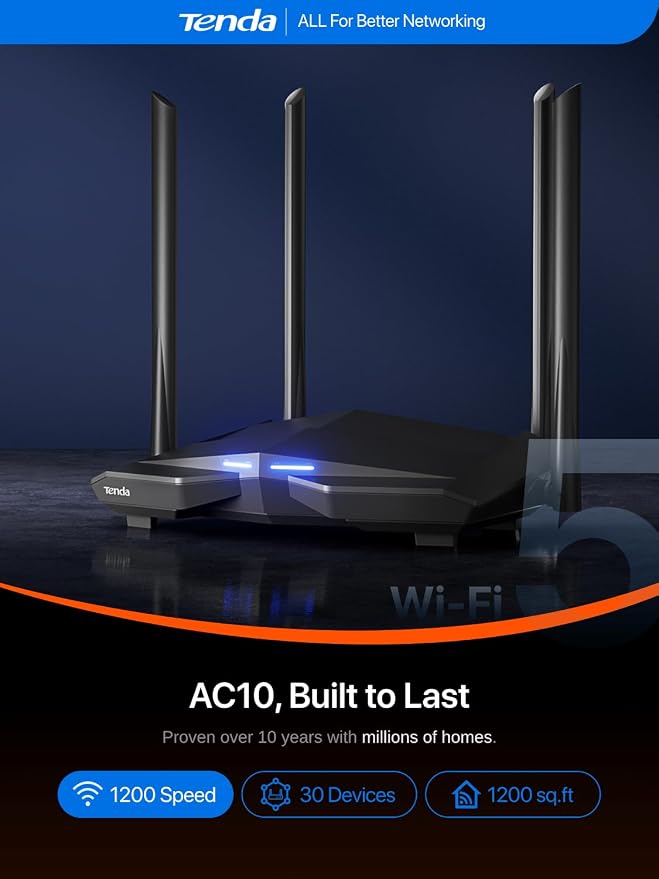 Tenda AC1200 WiFi Router, Dual Band Gigabit Wireless Internet Router - Image 3