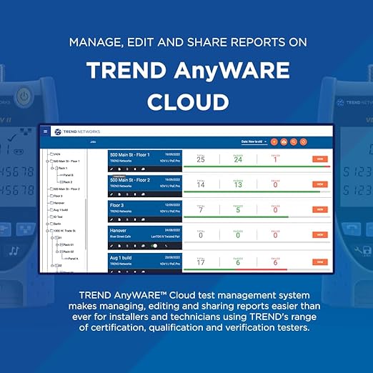 TREND Networks | R158005 | VDV II Pro | Cloud Connected | Voice, Data and Video Cable Verifier | Copper Cable Tester | Advanced Wiremap & Troubleshooting Tool