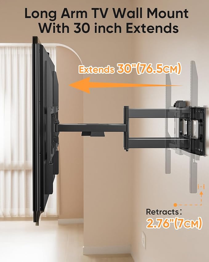FORGING MOUNT Heavy Duty 98 100 inch TV Wall Mount with Power Strip for 50–100 Inch Large TVs up to 220 lbs,Full Motion TV Mount Bracket Smooth Swivel,Tilt,Extends,VESA 800x600mm,16”-24” Wood Studs