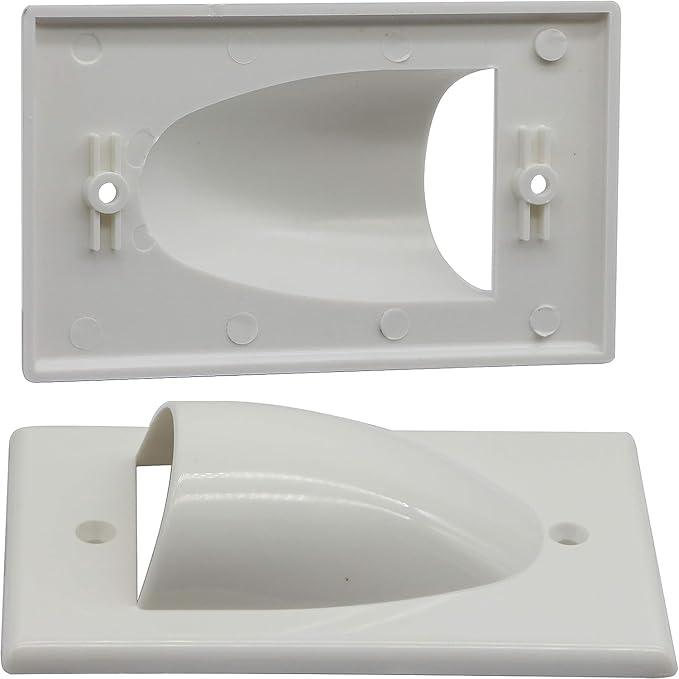 zdyCGTime Bulk Nose Faceplate Wall Plate for Cabling 1 Gang Cable Plate Internal Management Convex Audio Video Cable Pass Through Nose Plate White (2 Pack)