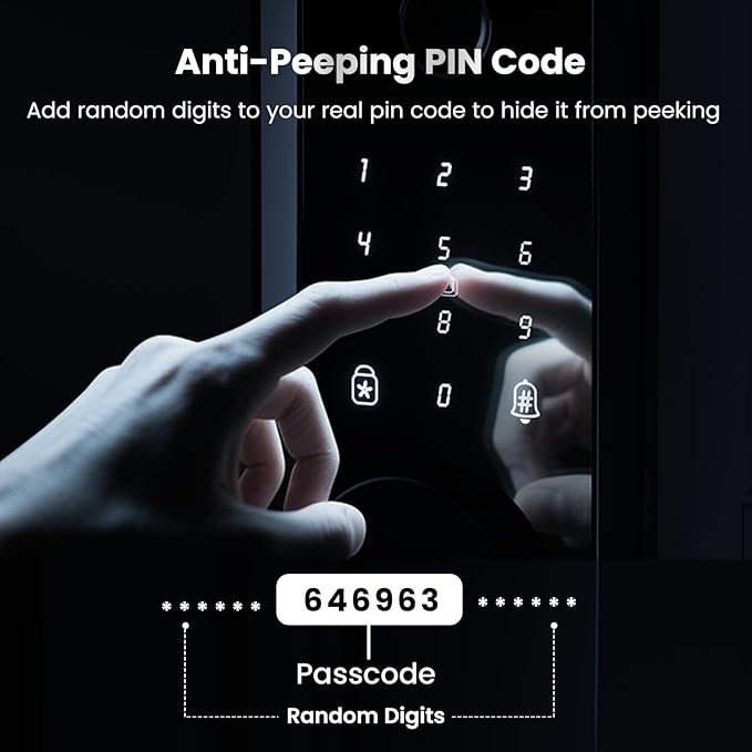 Keyless Entry Door Lock, Fingerprint Door Lock, Smart Door Lock with Keypad, Auto & One Touch Lock | Smart Locks for Front Door | Easy Installation | IP54 Waterproof | App Control | 12-Month Battery