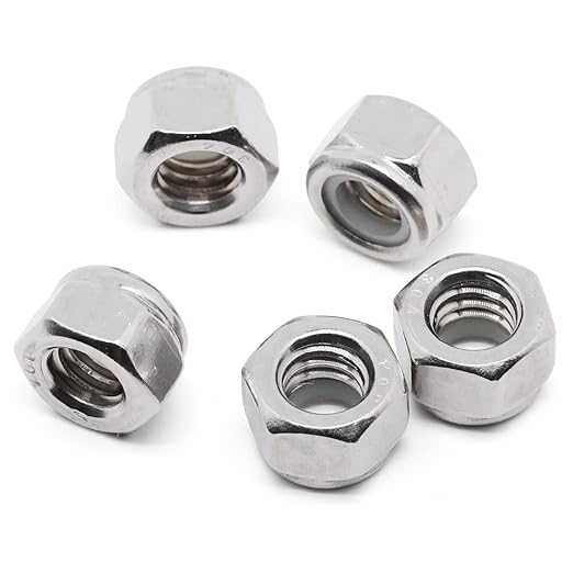 MewuDecor 1/2-13 Nylon Insert Hex Lock Nuts Locknuts, 304 Stainless Steel 18-8, Bright Finish, 25 PCS
