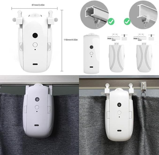 Smart Automatic Curtain Opener - Remote Controled by App/Timer/Voice,Upgraded High-Performance Motor, Automatic Light Sensor, Add Gateways,For Google Alexa,No Remote (Only for T/U track)