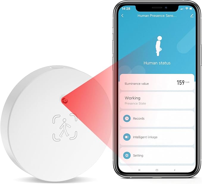 eMylo Human Presence Sensor, WiFi Wave Radar Real-time Human Motion Detection Sensor, Compatible with TUYA/Smart Life(2.4 GHz Wi-Fi Required)