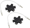 zdyCGTime Headphone Splitter, 6-Port Music Sharer, 3.5mm 6 Port Female Headset Adapter with 3.5mm M/M TRS Stereo Plug Cable (Black)