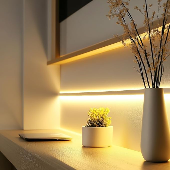 UVTaoYuan Short Led Strip Lights 5V USB LEDs Display Cabinet Lighting USB 8mm Small COB LED Strip Light 4000K Warm White Not Dimmable Flexible led for Home DIY TV Lights Indoor Use (3.28FT /1M)