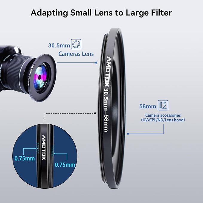 30.5mm Lens to 58mm Camera Lens Adapter, 30.5mm to 58mm Filter Step up Ring - Image 4