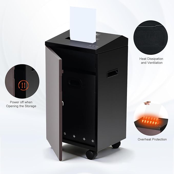 P-7 High Security Paper Shredder Heavy Duty(1 * 1.2mm), 5-Sheet Super Micro Cut, 11.9 Gallons Wastebasket, 3.5m/min High-Speed Shredding, Auto Jam-Proof Paper Shredder for Home Office