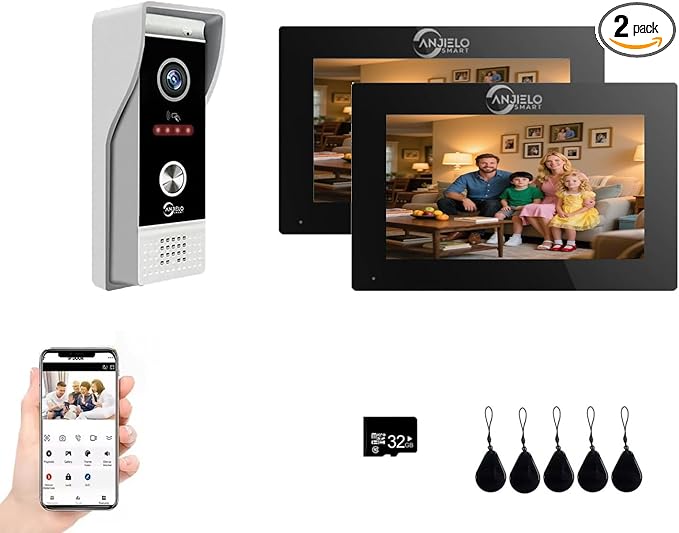 Video Doorbell Intercom System,7 Inches Touch Screen Video Doorbell Door Phone System,Support Remote Unlock, Dual-Way Intercom,Night Vision for Villa House Office Apartment (1-Camera + 2-Monitor)