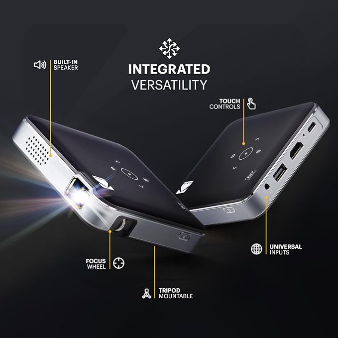 KODAK Luma 150 Ultra Mini Pocket Pico Projector - Black Built-in Battery & Speaker, 1080P Support Portable Wireless LED DLP Movie & Video Travel Projector, connects to iPhone and Android