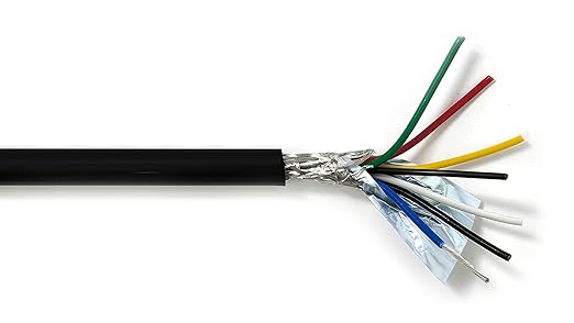 KWANGIL 6C 20AWG AMSB Shielded Cable Wire (UL2464) - Highly Flexible Str TC, PVC Ins, OS+TC BRD, PVC JKT for CNC Machine, Stepper Motor, VFD Spindle (Matte Black 50FT)