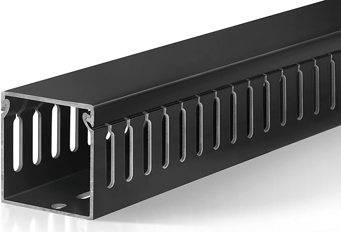 ZhiYo 2 x 2in Professional Server Rack Cable Management Raceway, 99in (6X L16.5in) Cable Raceway Kit, Electrically Safe PVC Open Slot Wire Raceway for Under Desk/Computer/Network Cords, Black