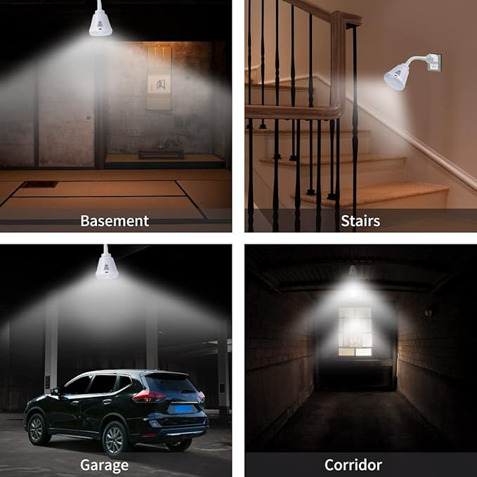 eyesfon Plug in Motion Sensor Night Light, LED Infrared Sensor Light 6W Light AC 85-265V PIR Infrared Sensor Motion Detector Light Bulb Lamp (White Light, US Plug)