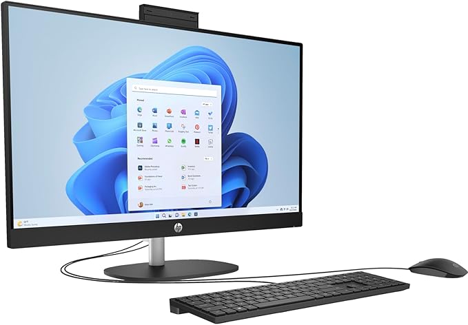 HP 27 FHD IPS AIO PC (Intel 12-Core Ultra 7 255U CPU, 32GB DDR5 RAM, 2TB NVMe SSD, Windows 11 Pro, HDMI, RJ45, WiFi 6 + BT 5.4, FHD Webcam, Wireless KB+Mouse) - All in One TouchScreen Business Desktop