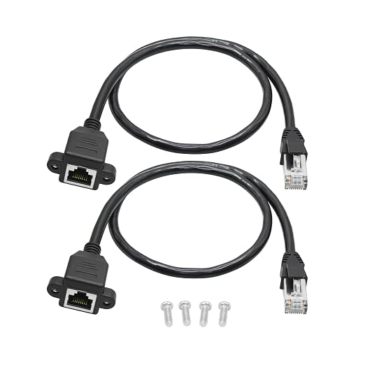 2Pcs Cat6 Shielded Ethernet Extension Cable 1FT, RJ45 Male to Female Panel Mount by Aurorapath