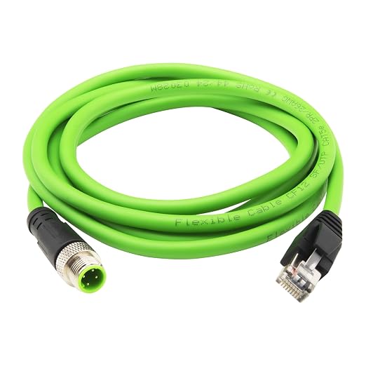 M12 to Rj45 Ethernet Cable Shielded, Industrial Field-wireable M12 4 Pin D Code by Lonlonty
