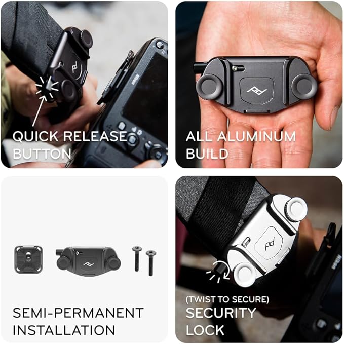 Peak Design Capture Camera Clip V3, Eclipse with Plate, Holds DSLR, Compact and Point and Shoot Bodies, Secure, Stable and Accessible, Attaches to Straps and Belts, Quick Release, 200 lb Capacity