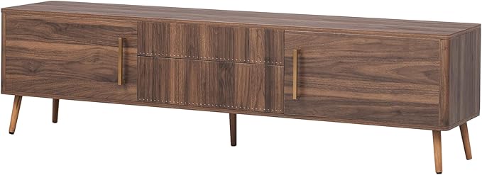 Merax Mid Century 70" TV Stand, Modern Entertainment Center for TVs up to 80", Media Console with Storage, 2 Cabinets & 2 Drawers for Living Room, Office