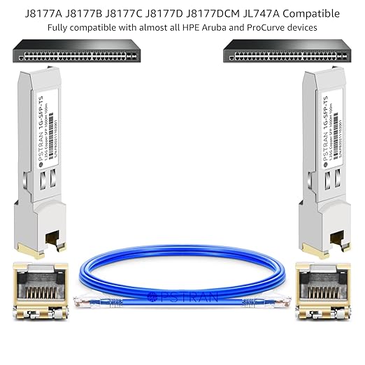 OPSTRAN 1000BASE-T SFP RJ45 Copper Transceiver Module Compatible with HPE Aruba J8177D J8177DCM JL747A Procurve J8177C J8177B J8177A 100m Cat5e/6 10 Pack