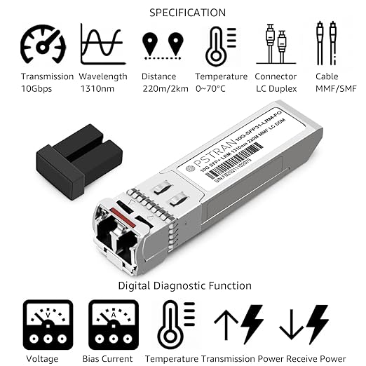 OPSTRAN 10GBASE-LRM SFP+ Optical Transceiver Module Compatible with Fortinet FS-TRAN-SFP+LRM FN-TRAN-SFP+LRM 10G SFP+ 1310nm 220m DDM Duplex LC MMF