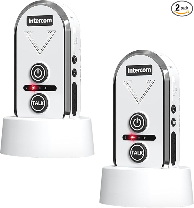 PANDAAR Intercoms Wireless for Home, 2 Way Intercom Communication 4900ft Long Range,Room to Room Intercom Wireless with 3 Volume Levels,20 Chimes Home Intercom System for Indoor Outdoor Use