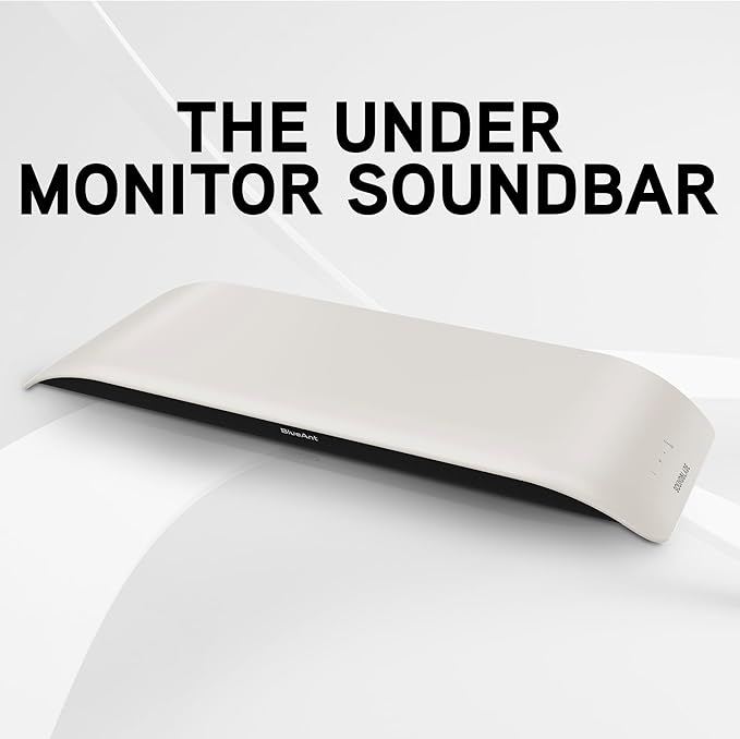 BlueAnt Soundblade Under-Monitor Soundbar, 120W 2.1 Channel Desktop Speaker with USB-C & Bluetooth 5.3 for PC, Mac, Gaming, Music and Streaming, White