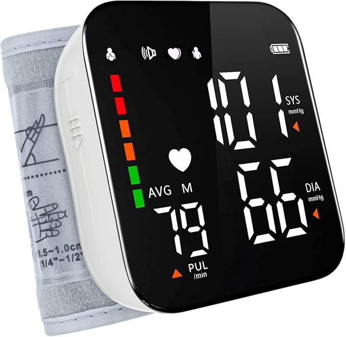 Greetmed Wrist Blood Pressure Monitor Automatic Talking Wrist Blood Pressure Cuff Digital Full Screen LED Display Bp Machine Adjustable Bp Cuff Voice Broadcast Health Care for Home Use