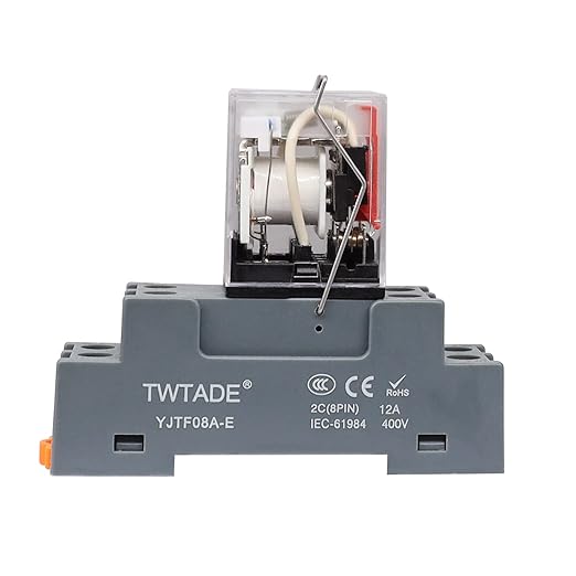 TWTADE/DC 24V Relay 10A Electromagnetic Power Coil Relay 8 Pins DPDT 2NO+2NC with Indicator Light and Socket Base -YJ2N-LY