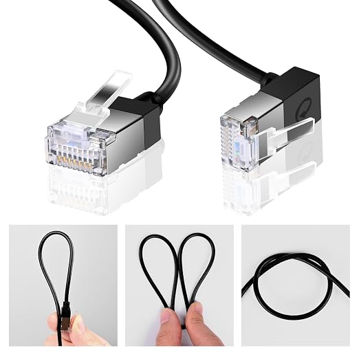 90° Downward Angled Cat 6A Ethernet Ultra Slim Cable 10 Feet 2Pack, Flexible - Image 3