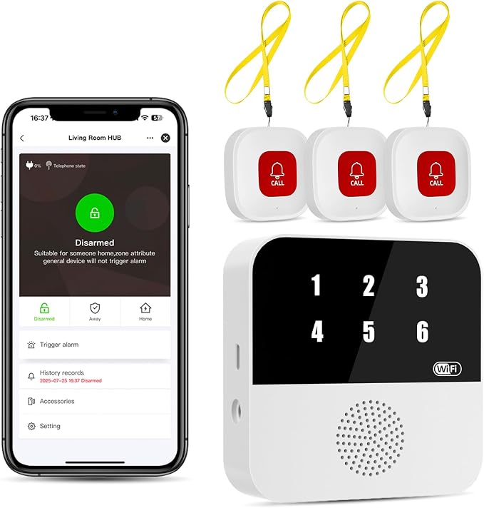 PILSAMSA WiFi Caregiver Pager Wireless Call Button by PILSAMAS