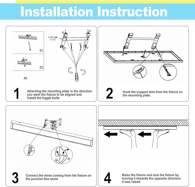 HOLDWILL 1X4 FT Led Flat Panel Light, 6 Pack 5CCT 3K/4K/4.5K/5.2K/6K Surface Mount Ceiling Light,Dimmable 5 Wattage Adjustable Edge-Lit Flush Mount or Drop Ceiling for Office,Shop and Super Market