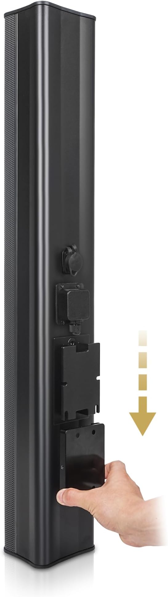 Sound Town Weatherproof Compact Aluminum Line Array Column Speaker with Wall Mount Bracket, 6 x 3 Woofers, 4 x 1.2 Dome Tweeters, Black, for Church, Indoor & Outdoor Installation (CARPO-M64B)