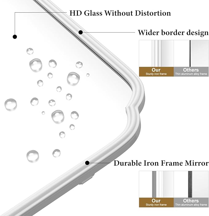 White Bathroom Vanity Mirror for Over Sink 30" x 40" Modern Rounded Corner Rectangle Wall Mirror Decorative with Non-Rusting Iron Metal Framed (Horizontal/Vertical)