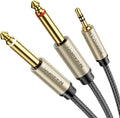 UGREEN 1/8 to 1/4 Stereo Cable 3.5mm TRS to Dual 6.35mm 1/4 TS Mono Y Splitter Audio Cord Adapter Compatible with iPhone, PC, Computer Sound Card, Mixer, Multimedia Speaker, Home Stereo System 3.3FT