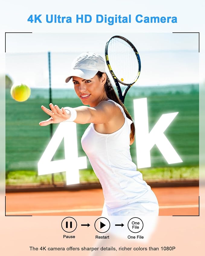 4K Digital Camera, 64MP Autofocus Point and Shoot Camera - Image 3