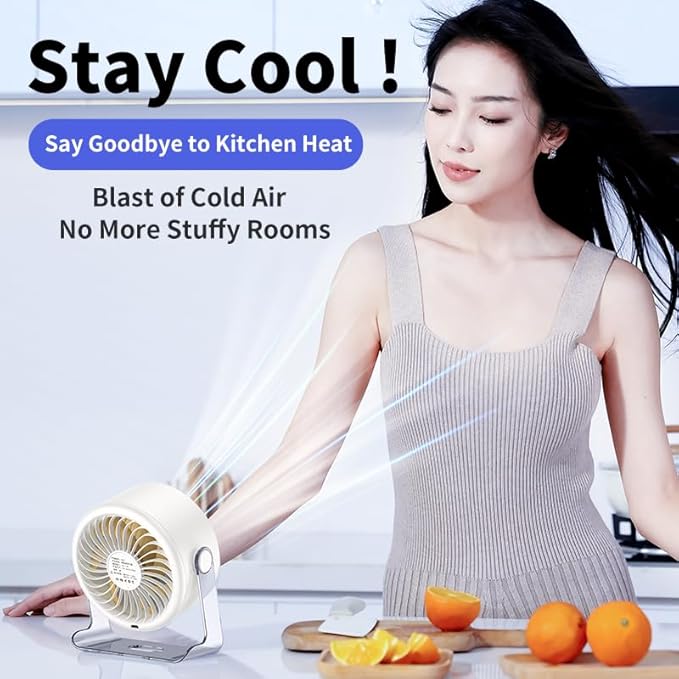 Coolhill USB Desk Fan for Bedroom: 100 Speeds Digital Display Quiet Table Fan with Turbo Airflow, 120° Rotating Small Rechargeable Battery Desktop Fans for Bedroom Home Office (Yellow)