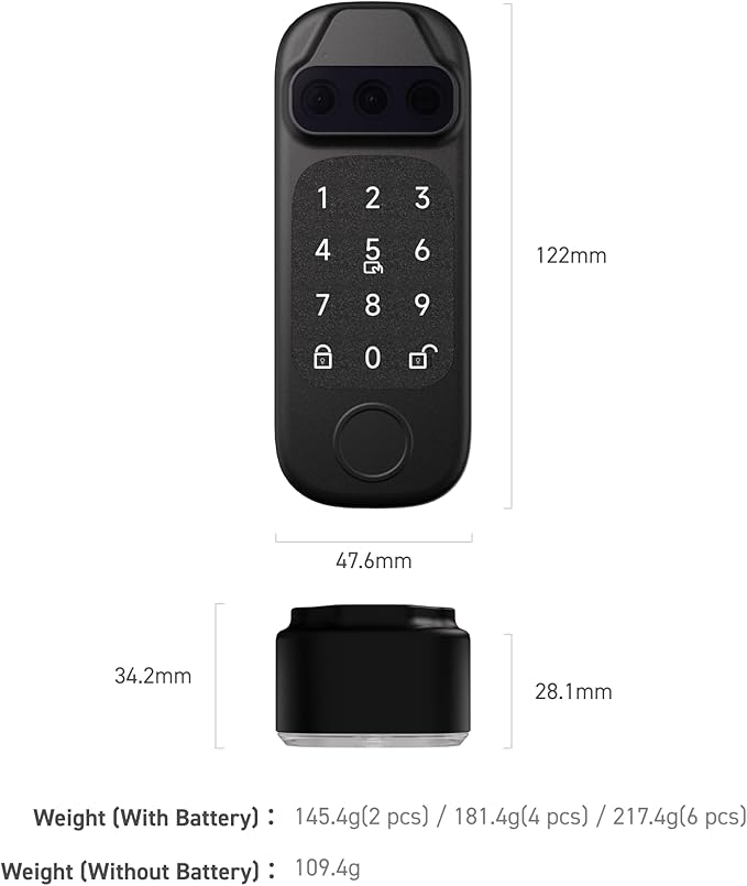Sesame Face Pro, Smart Lock, SmartLock, Biometric Face & Palm Recognition, Passcord, Fingerprint, NFC Card, Bluetooth Keyless Entry Door Lock for Front Door, Home, Airbnb, Vacation Rental