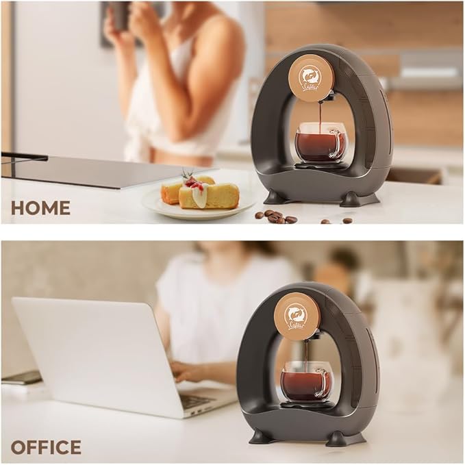 Single Serve Coffee Maker,Fast Brew in 2 minutes,Stylish＆Compact Design,MINI Q 2 IN 1 Coffee Machines for K*cup Capsules & Ground Coffee, Dark Grey Coffee maker