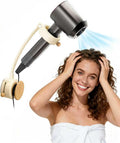 Hands Free Hair Dryer Holder Wall Mounted with Suction Cup, No Drill Installation for Damage-Free Walls, 360° Adjustable Blow Dryer Holder Fits Most Hair Dryers for Bathroom Organization 1Pack(Cream)