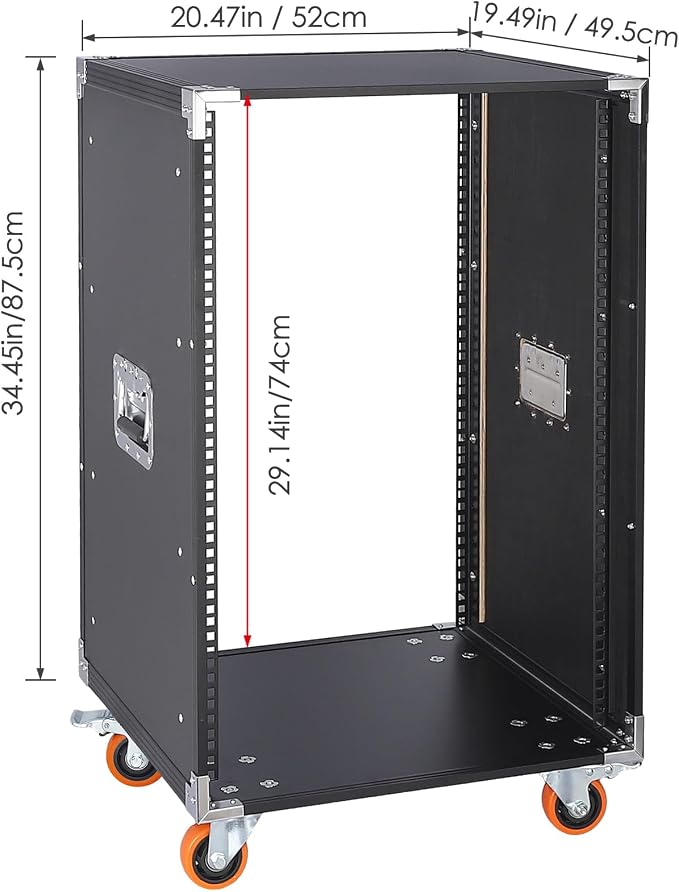 Movable AV Gear Rack 16U 19in Mobile Floor Standing Network Device Storage - Image 2