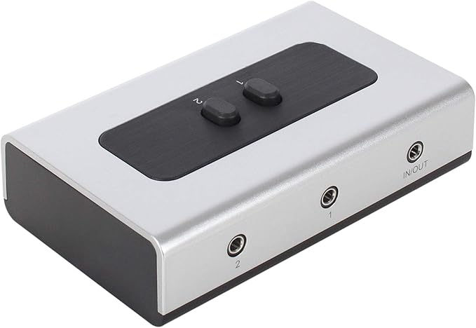 NETMATE 3-Port 3.5mm Stereo Audio Switch, 3.5mm+RCA Audio Switcher 2 Input 1 Output/Audio Splitter Bidirectional Audio Switch with Volume Control Switch Knob for Speaker Headphone
