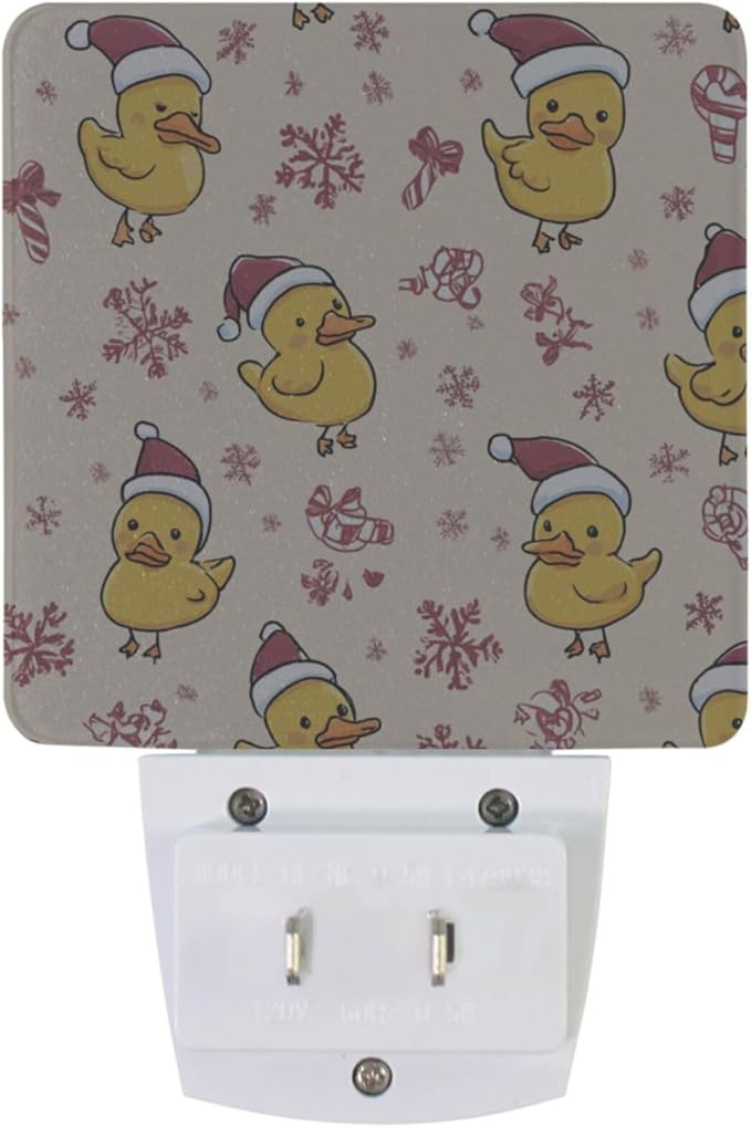 Pigsaly Led Night Light Cute Cartoon Yellow Ducks Santa Hats Snowflake Night Light Plug in Wall Lamp Smart Dusk to Dawn Sensor Nightlight Led Lamp Energy Saving Lights Gift for Kids Room Bedroom Ba