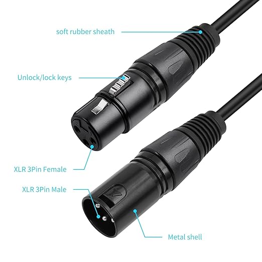 2 Pack XLR Splitter Cable,1 Maleto 2 Female, 5FT Stereo Mic to L&R Audio Y-Splitter Cable
