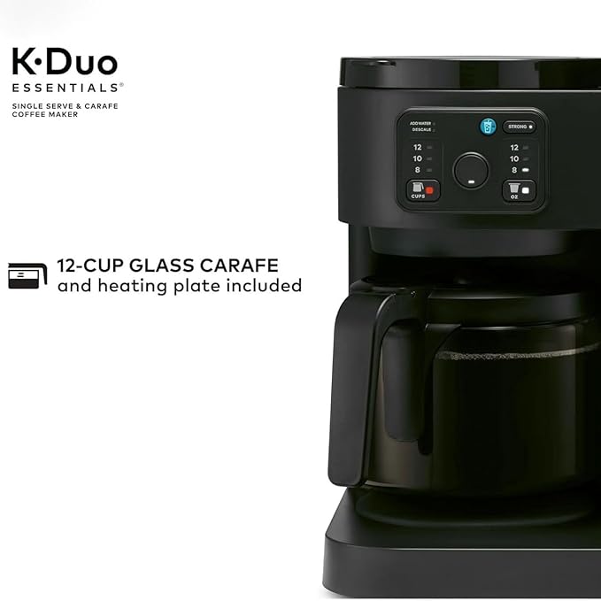 K-Duo Essentials Coffee Maker for Hot and Iced Drinks, Single Serve KCup Pod Brewer and 12 Cup Carafe Drip Coffee Pot, 72 oz Water Reservoir,Pause & Pour Feature, Perfect for Home & Office Use