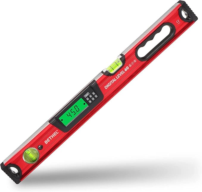 BETHEL 24 inch Digital Magnetic Level, LCD Smart Display Torpedo Level Tool Electronic Level Tool and Protractor - Master Precision - IP54 Dustproof and Waterproof with Carrying Bag