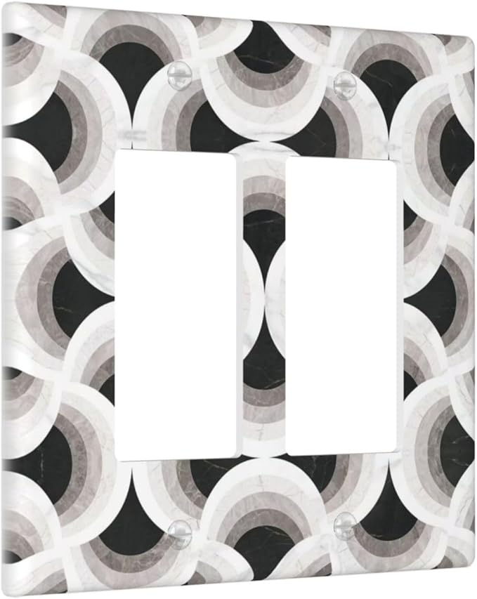 Bvtewkhz Black/White Art Marble 2 Gang Double Rocker Decorative Light Switch Covers Electrical Faceplate Switch Plates for Bathroom Kitchen Home