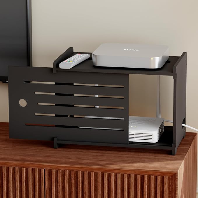 Wooden WiFi Router Storage Box Hider Shelf, Decorative Projector Box Hider Rack by Haidaiya