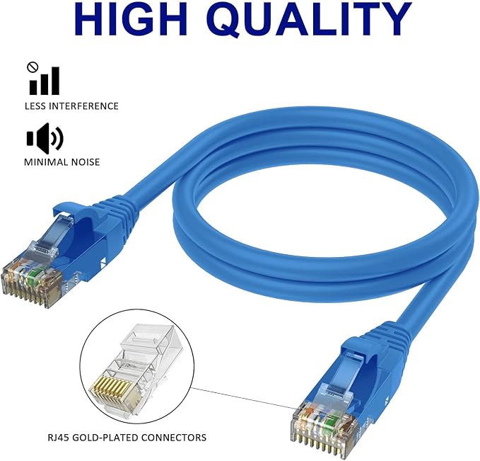 Adoreen Cat 6 Ethernet Cable 200 Ft-Blue, Outdoor & Indoor Snagless Long Round - Image 3