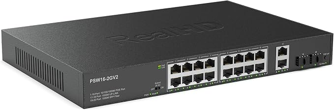 16 Port Full Gigabit PoE Switch by RealHD