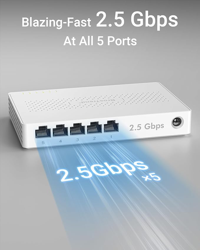BrosTrend 5 Port 2.5GB Switch, Unmanaged Ethernet Switch - Image 2